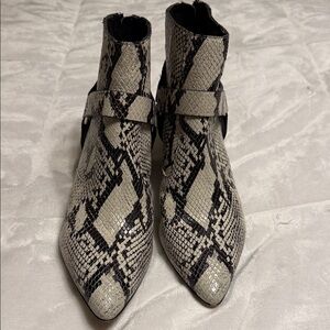 Vince Camuto Black and Cream Snakeskin Ankle Boots